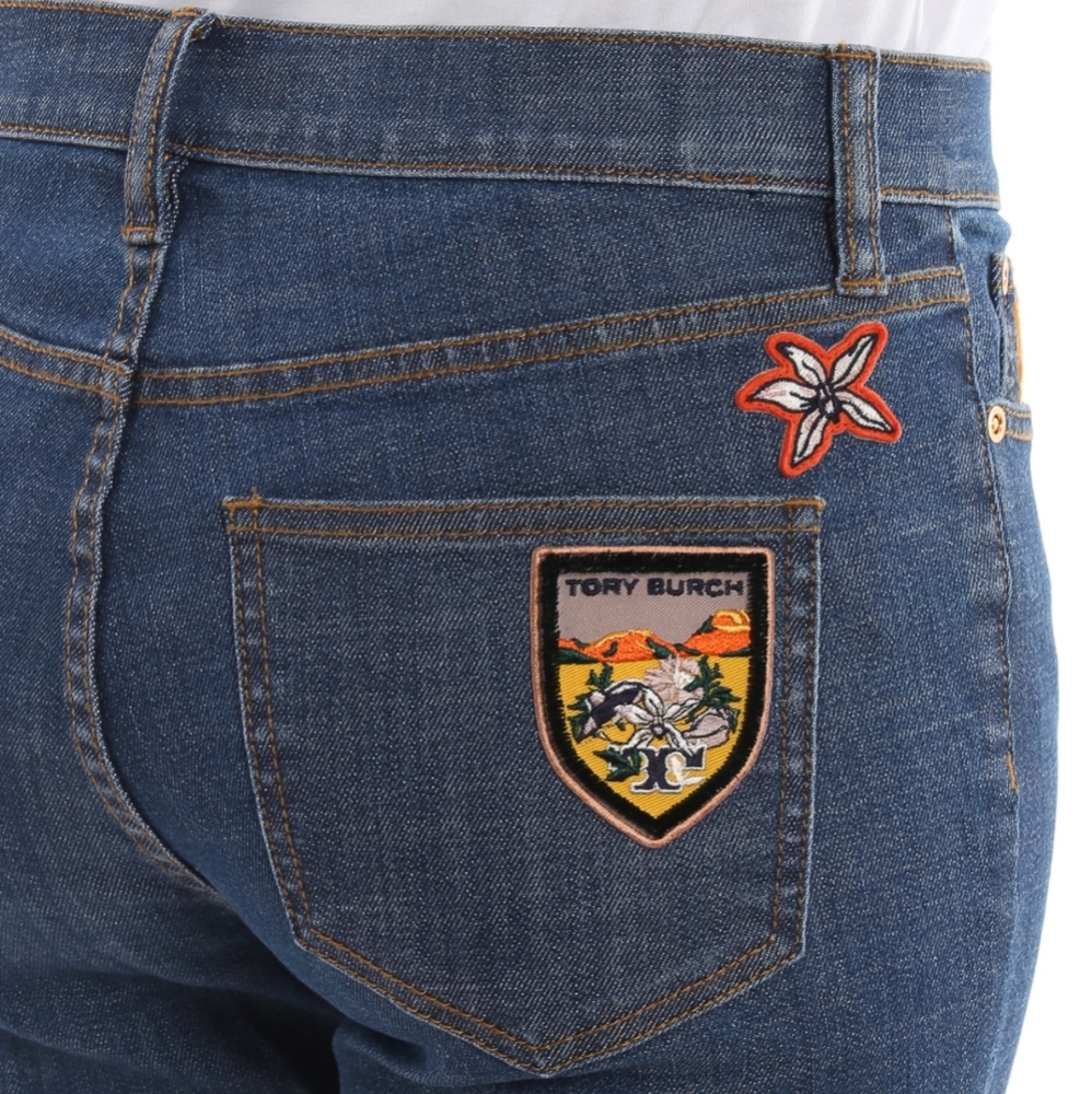 Tory Burch Embroidered Patchwork Denim Shorts - image 4